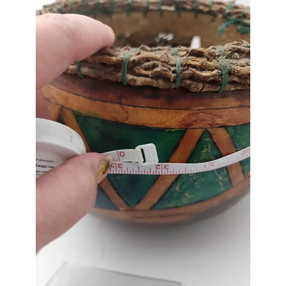 Natural Gourd Basket weaved twigs and hand painted
